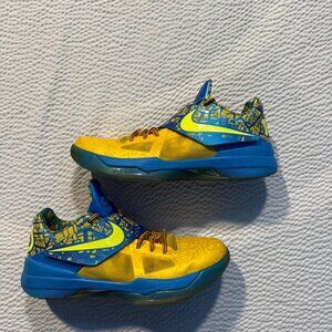 Nike Zoom KD 4 Scoring Title Gold Blue Basketball Shoes Mens Size 9 Sneakers